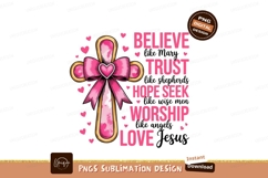 Pink cross with religious words heart believe Product Image 1
