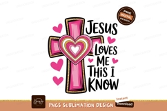 Pink cross heart religious text gold Product Image 1