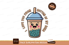 Cute boba drink with happy face kawaii Product Image 1