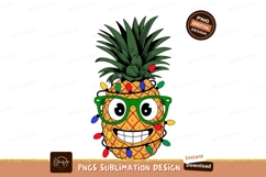 Smiling pineapple wearing glasses and Christmas lights Product Image 1