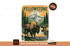 Yellowstone National Park Bison Landscape buffalo mountains Product Image 1