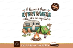 Camping Adventure Scene With Trailer Tent Guitar Fire Product Image 1