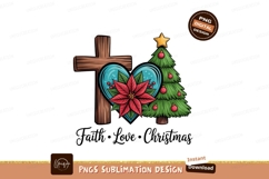 Wooden Cross Heart Poinsettia Christmas Tree image Product Image 1