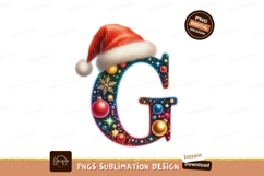 Festive letter G with Santa hat and ornaments Christmas Product Image 1