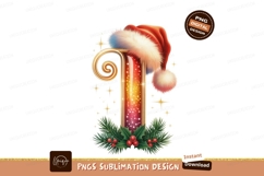 Festive Golden Letter With Santa Hat And Holly image Product Image 1