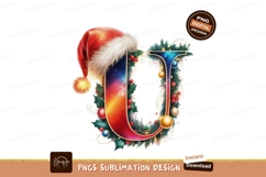 Festive Holiday Letter U With Santa Hat christmas Product Image 1