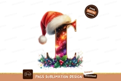 Festive Galaxy Letter J With Santa Hat christmas Product Image 1