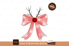Pink bow reindeer antlers snowflakes image Product Image 1