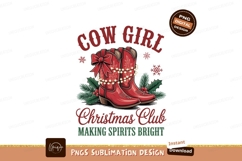 Red cowboy boots with Christmas lights and holly image Product Image 1
