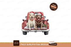 Festive dogs in red truck christmas santa Product Image 1