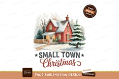 Cozy Red House Snow Winter Christmas image Product Image 1