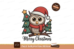 Festive owl wearing santa hat and scarf christmas Product Image 1