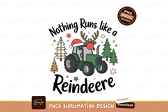 Green tractor with reindeer antlers and santa hat christmas Product Image 1