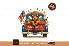 Highland cow patriotic truck american flag Product Image 1