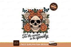 Skull roses butterflies spooky season Halloween Product Image 1