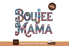 Boujee Mama Typography With Floral Gems Sublimation PNG Product Image 1