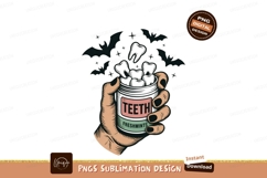 Hand holding jar of teeth freshmints with bats image Product Image 1