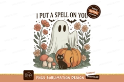 Ghost cat pumpkin floral Halloween image Product Image 1