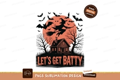 Witch flying over house moon bats halloween broom Product Image 1