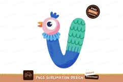 Whimsical blue bird with pink head and green tail image Product Image 1