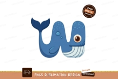 Blue cartoon whale with playful expression ocean Product Image 1