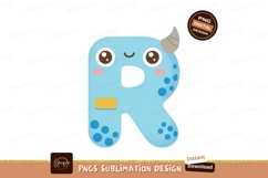Cute blue monster letter R image Product Image 1