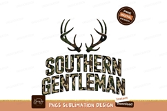 Camouflage Southern Gentleman Text With Antlers Design PNG Product Image 1