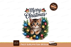 Kitten Christmas Lights Wreath image Product Image 1