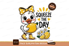 Cute duckling with lemon and flowers yellow white Product Image 1