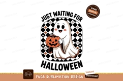 Cute ghost holding pumpkin halloween spooky Product Image 1