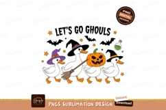 Black ducks wearing witch hats carrying pumpkin halloween Product Image 1