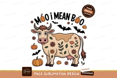 Cute cow with pumpkins and flowers autumn fall Product Image 1