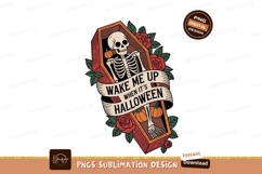 Skeleton coffin roses pumpkins Halloween image Product Image 1