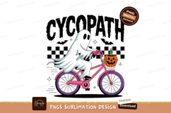 Ghost riding bicycle with pumpkin halloween candle Product Image 1