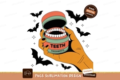 Orange hand holding tin of teeth freshmints Product Image 1