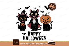 Black cats and pumpkin halloween witch Product Image 1