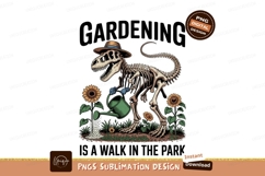Dinosaur skeleton gardening sunflowers watering Product Image 1