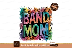 Band Mom Watercolor Sublimation Musical Design PNG Product Image 1