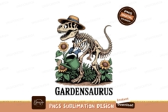Dinosaur skeleton gardening sunflowers watering Product Image 1