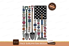 Gardening tools and flowers forming flag shovel Product Image 1