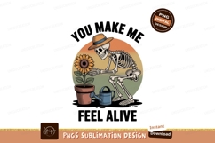 Skeleton tending sunflower gardening watering Product Image 1