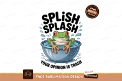Green frog bathing in bowl orange water Product Image 1