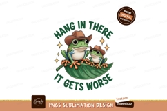 Frogs wearing hats on a leaf green brown Product Image 1