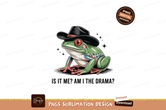 Green frog wearing cowboy hat black Product Image 1