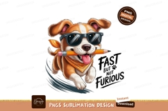 Energetic dog with pencil and sunglasses bandana orange Product Image 1