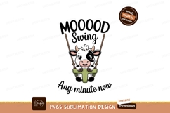 Cute cow swinging on a swing animal cartoon Product Image 1