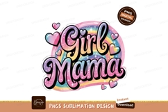 Girl Mama Rainbow Watercolor Sublimation PNG Product Image 1
