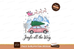 Pink car carrying christmas tree with reindeer sleigh Product Image 1