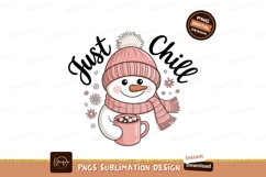 Pink snowman with hot chocolate winter scarf Product Image 1