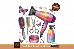 Watercolor Hairdressing Tools Sublimation Png Product Image 1